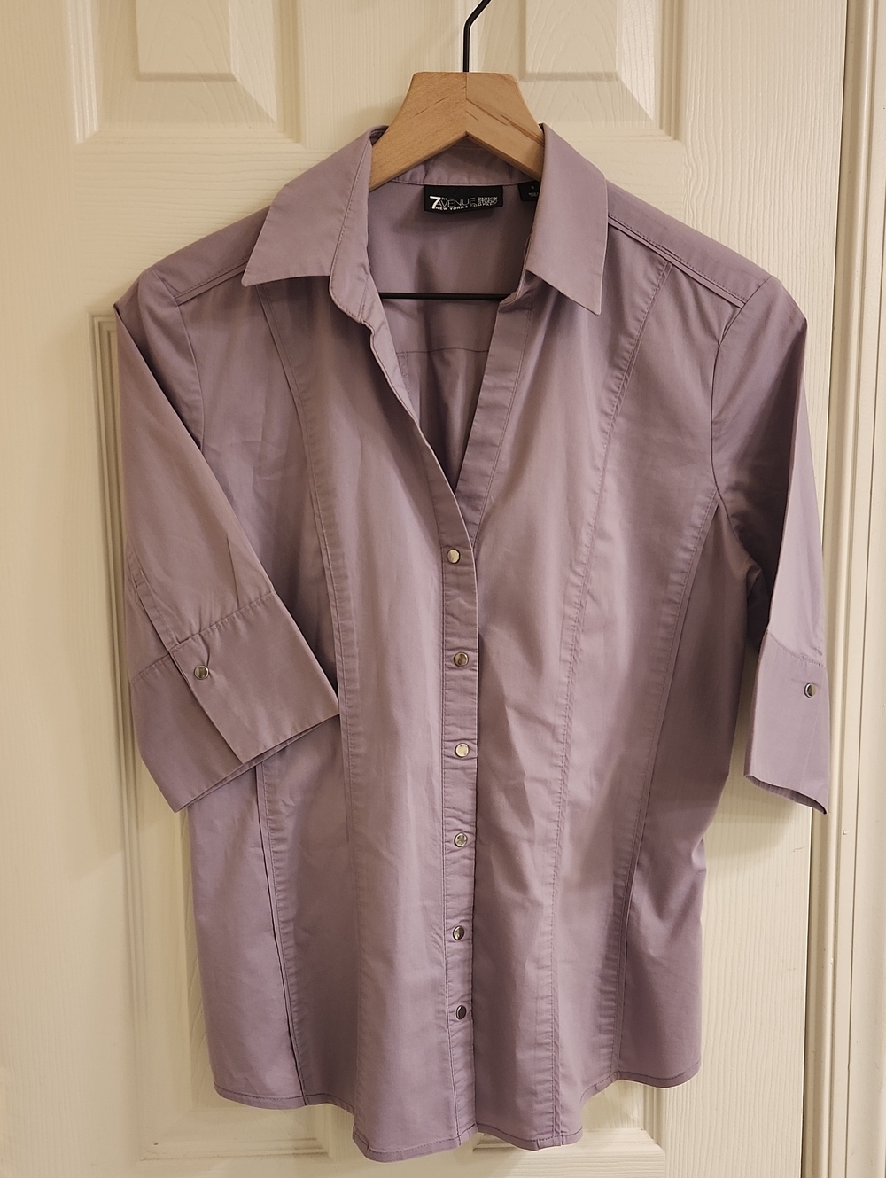 7th Ave. New YORK & Co. Women's Lilac Button-Down Shirt